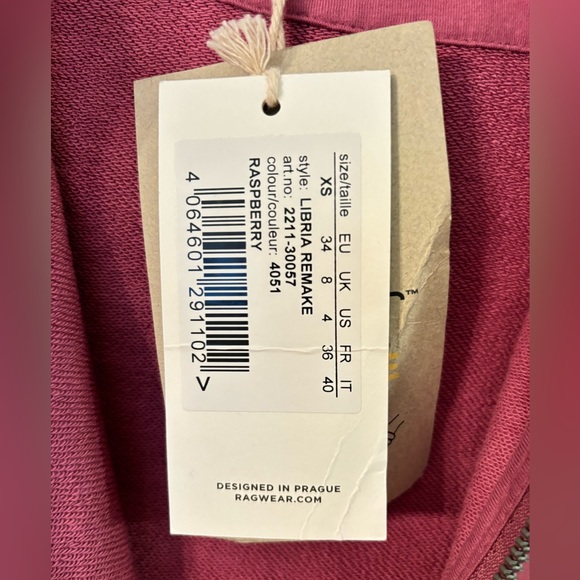 RAGWEAR LIBRIA REMAKE Women's Sweatshirt NWT in Raspberry Size US 4 (XS) - Picture 7 of 9
